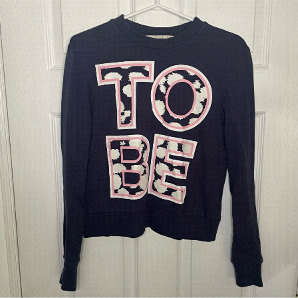 Être CÉCILE To Be Navy Crewneck Pullover Sweater Sweatshirt 100% Cotton XS